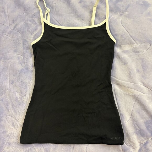 Aritzia Original Contour Swoop Cami Tank in Black/White - Picture 2 of 5